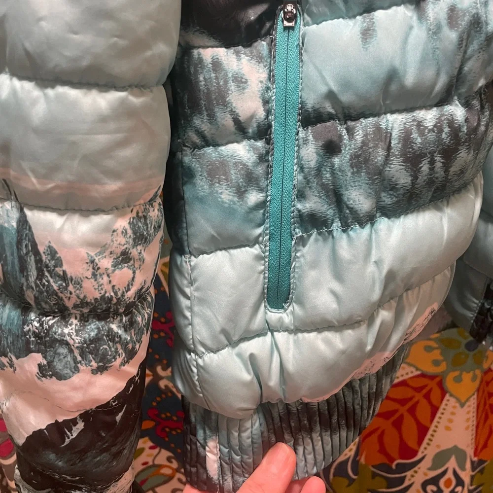 Merrell Silversun Featherless Puffer Hoodie, mountain landscape print - Picture 5 of 9